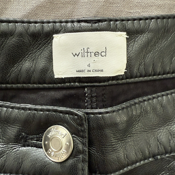 Aritzia Wilfred Faux Leather Pants Straight Leg Black Cropped Size 4 - Picture 3 of 10